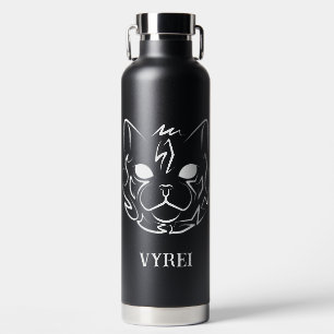 Zwarte en witte tribale kat waterfles