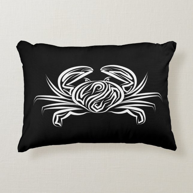 Zwarte en witte tribale krab accent kussen (Voorkant)