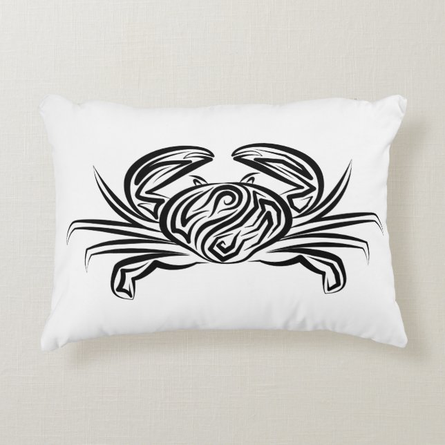 Zwarte en witte tribale krab accent kussen (Voorkant)