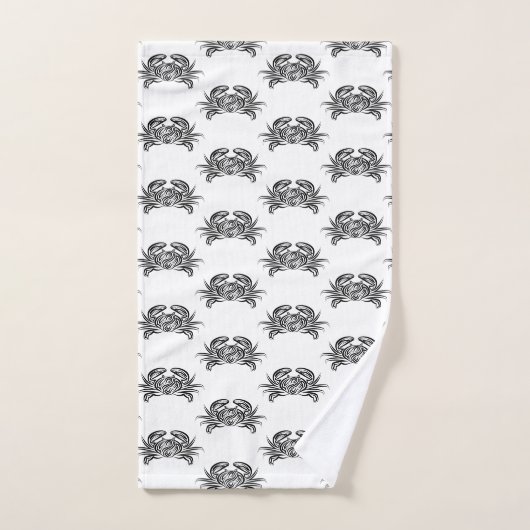 Zwarte en witte tribale krab bad handdoek (Handdoek)
