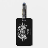 Zwarte en witte tribale krab bagagelabel (Achterkant verticaal)