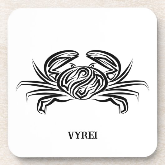 Zwarte en witte tribale krab bier onderzetter (Voorkant)