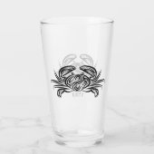 Zwarte en witte tribale krab glas (Achterkant)
