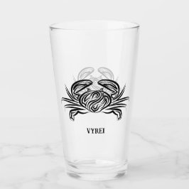 Zwarte en witte tribale krab glas