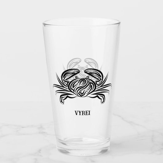 Zwarte en witte tribale krab glas (Voorkant)
