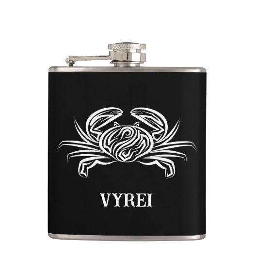 Zwarte en witte tribale krab heupfles (Voorkant)