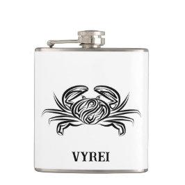 Zwarte en witte tribale krab heupfles