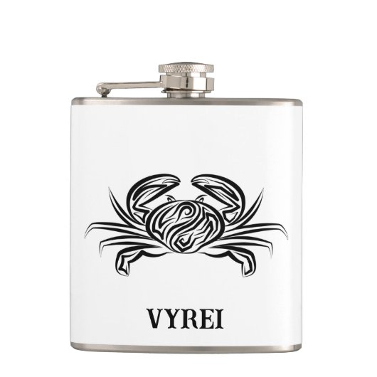 Zwarte en witte tribale krab heupfles (Voorkant)