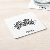 Zwarte en witte tribale krab kartonnen onderzetters (Schuin)