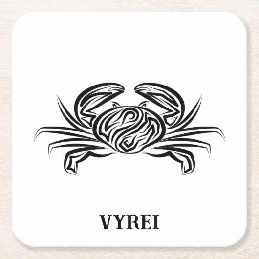 Zwarte en witte tribale krab kartonnen onderzetters (Voorkant)