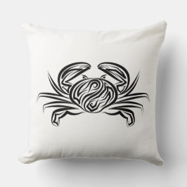 Zwarte en witte tribale krab kussen