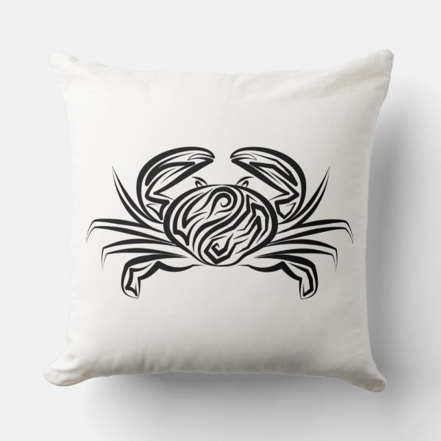 Zwarte en witte tribale krab kussen (Voorkant)