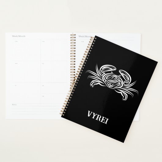 Zwarte en witte tribale krab planner (Display)