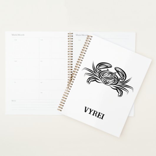 Zwarte en witte tribale krab planner (Display)