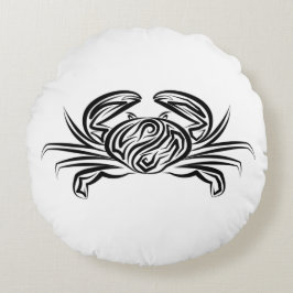 Zwarte en witte tribale krab rond kussen