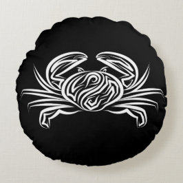 Zwarte en witte tribale krab rond kussen