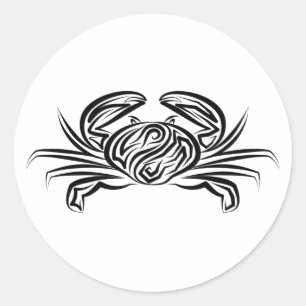 Zwarte en witte tribale krab ronde sticker