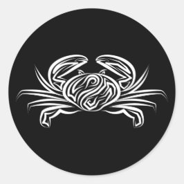 Zwarte en witte tribale krab ronde sticker