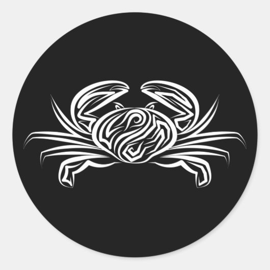 Zwarte en witte tribale krab ronde sticker (Voorkant)