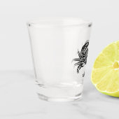 Zwarte en witte tribale krab shot glas (Links)