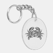 Zwarte en witte tribale krab sleutelhanger (Voorkant Links)