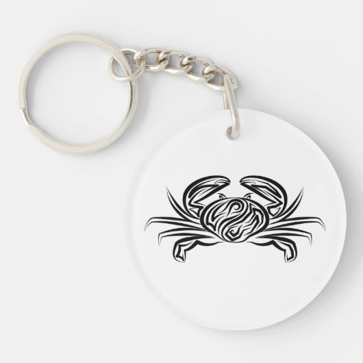 Zwarte en witte tribale krab sleutelhanger (Voorkant)