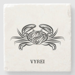 Zwarte en witte tribale krab stenen onderzetter