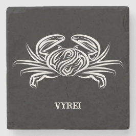 Zwarte en witte tribale krab stenen onderzetter