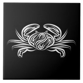 Zwarte en witte tribale krab tegeltje