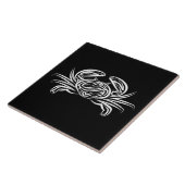 Zwarte en witte tribale krab tegeltje (Zijkant)