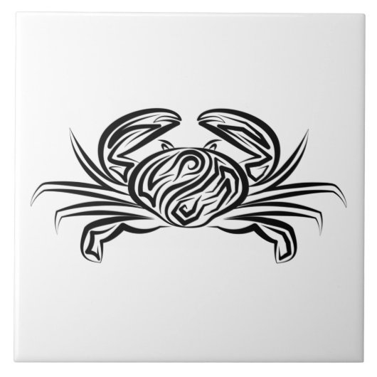 Zwarte en witte tribale krab tegeltje (Voorkant)