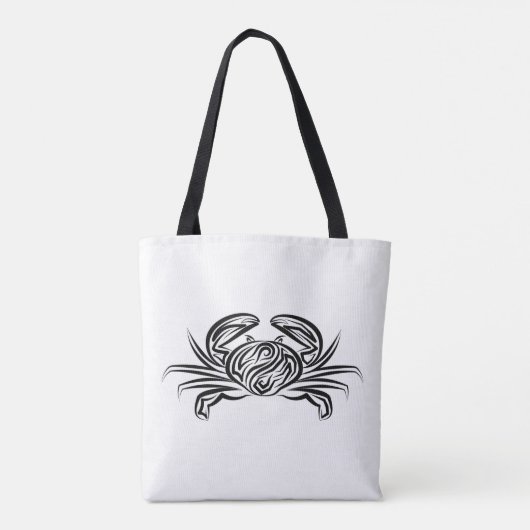 Zwarte en witte tribale krab tote bag (Achterkant)