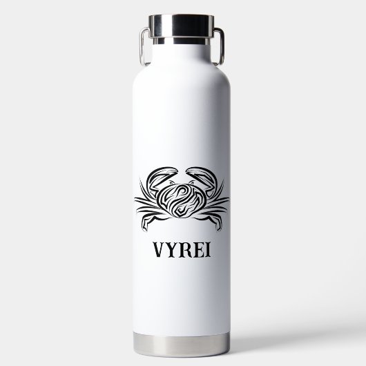 Zwarte en witte tribale krab waterfles (Voorkant)