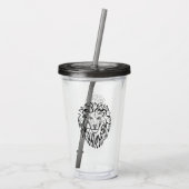 Zwarte en witte tribale lion acryl drinkbeker (Achterkant)