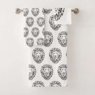 Zwarte en witte tribale lion bad handdoek