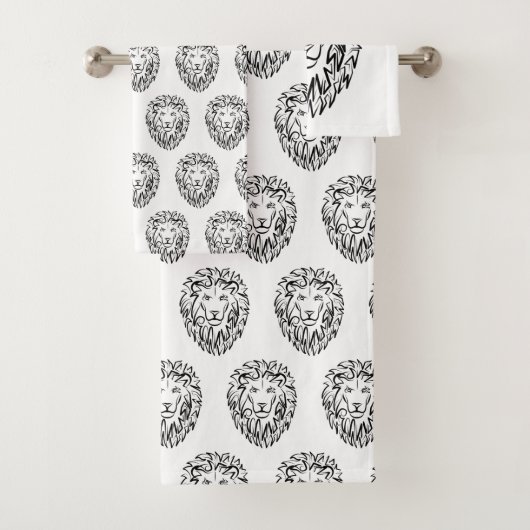Zwarte en witte tribale lion bad handdoek (Insitu)