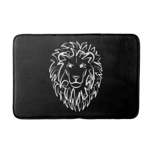 Zwarte en witte tribale lion badmat