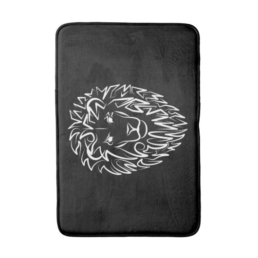 Zwarte en witte tribale lion badmat (Voorkant Verticaal)