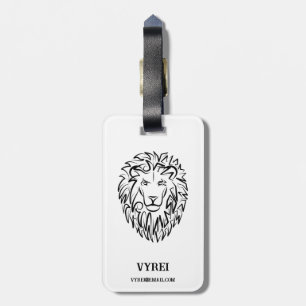 Zwarte en witte tribale lion bagagelabel