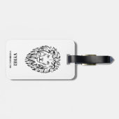 Zwarte en witte tribale lion bagagelabel (Achterkant horizontaal)