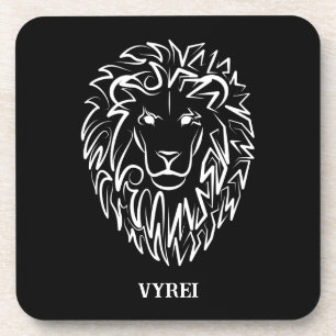 Zwarte en witte tribale lion bier onderzetter