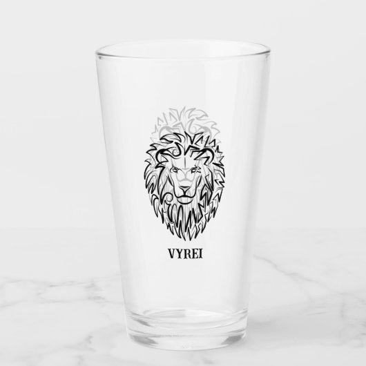 Zwarte en witte tribale lion glas (Voorkant)