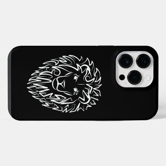 Zwarte en witte tribale lion iPhone hoesje (Achterkant horizontaal)