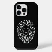 Zwarte en witte tribale lion iPhone hoesje (Achterkant)