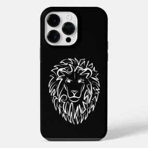 Zwarte en witte tribale lion iPhone 14 pro max hoesje