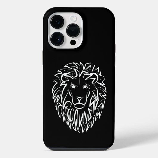 Zwarte en witte tribale lion iPhone hoesje (Achterkant)