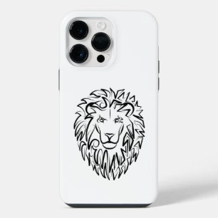 Zwarte en witte tribale lion iPhone 14 pro max hoesje
