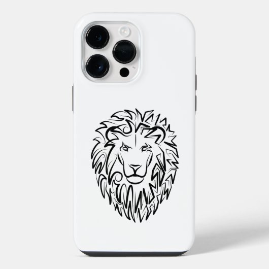 Zwarte en witte tribale lion iPhone hoesje (Achterkant)