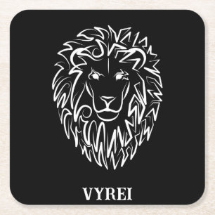 Zwarte en witte tribale lion kartonnen onderzetters
