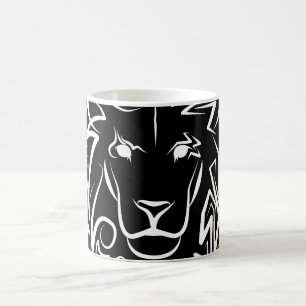 Zwarte en witte tribale lion koffiemok